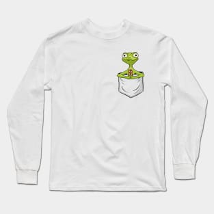 Zen Art Yoga Pose Frog | Gecko Reptile In Pocket Long Sleeve T-Shirt